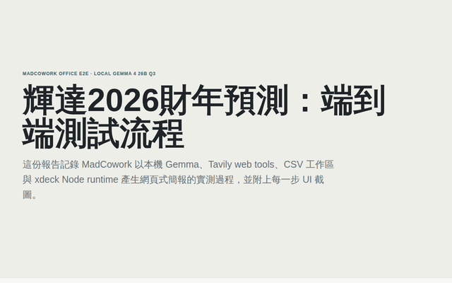 MadCowork E2E 測試流程：輝達2026財年預測