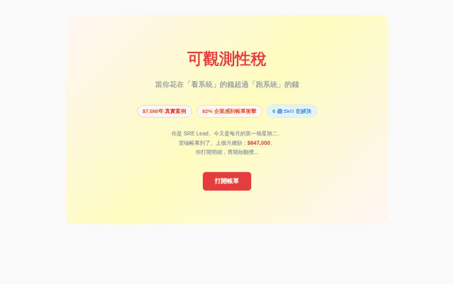 可觀測性稅 — 當監控費用超過基礎設施