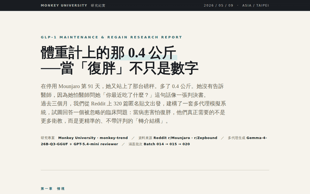 體重計上的那 0.4 公斤｜GLP 復胖焦慮研究紀實